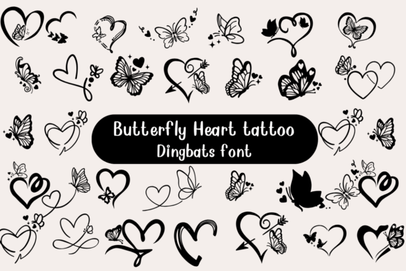 Butterfly Heart Tattoo: A Unique Dingbats Font for Creative Projects
