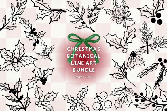 Christmas Botanical Line Art Bundle: A Font for Elegant Branding