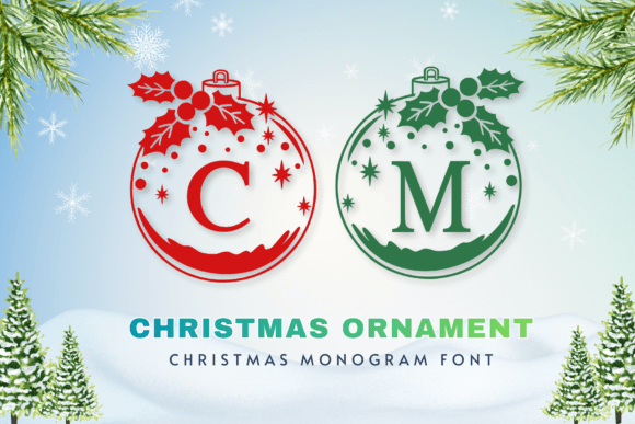 Christmas Ornament Monogram Font for Festive Crafts