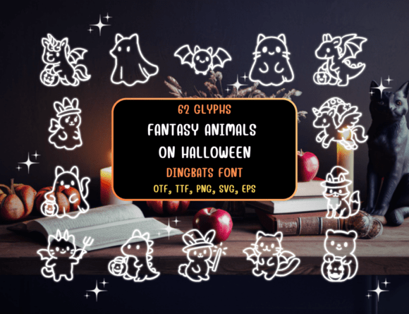 Fantasy Animals on Halloween Font for Digital Design