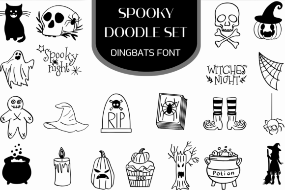 Spooky Doodle Set Font for Halloween Campaign Visuals